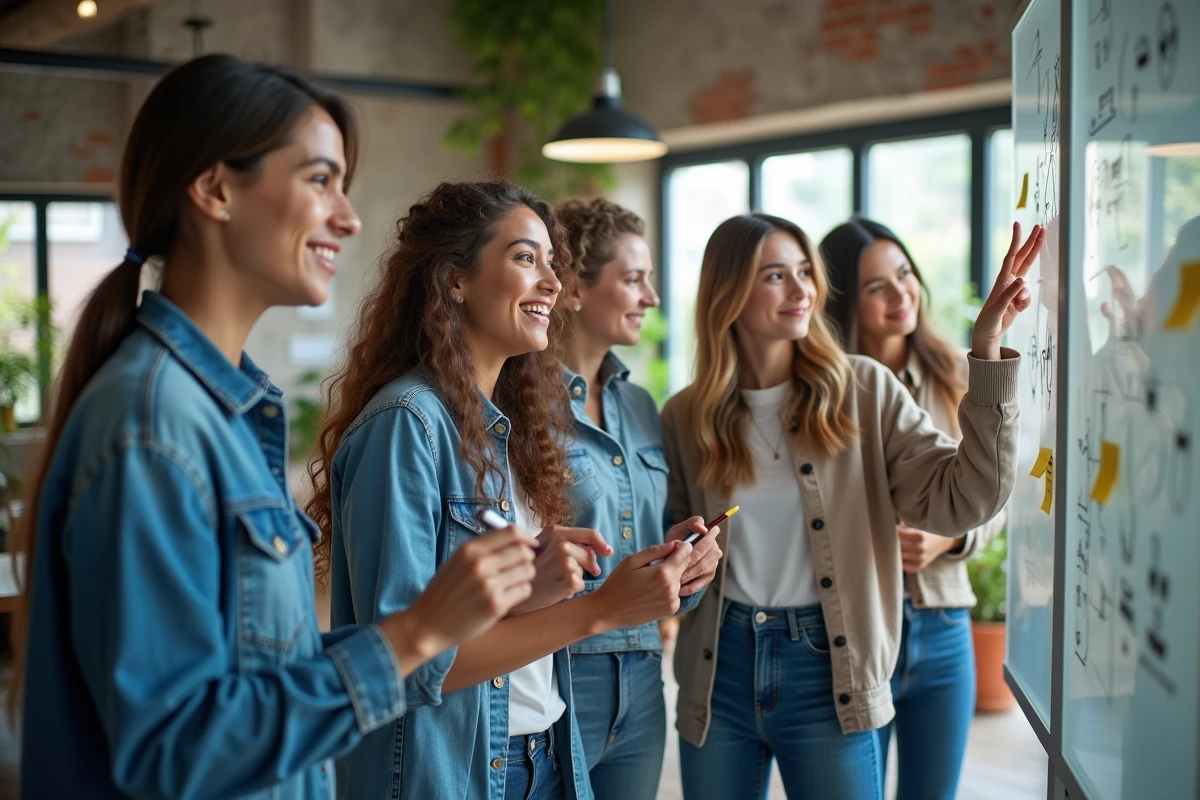 Groupe de jeunes professionnels autour d