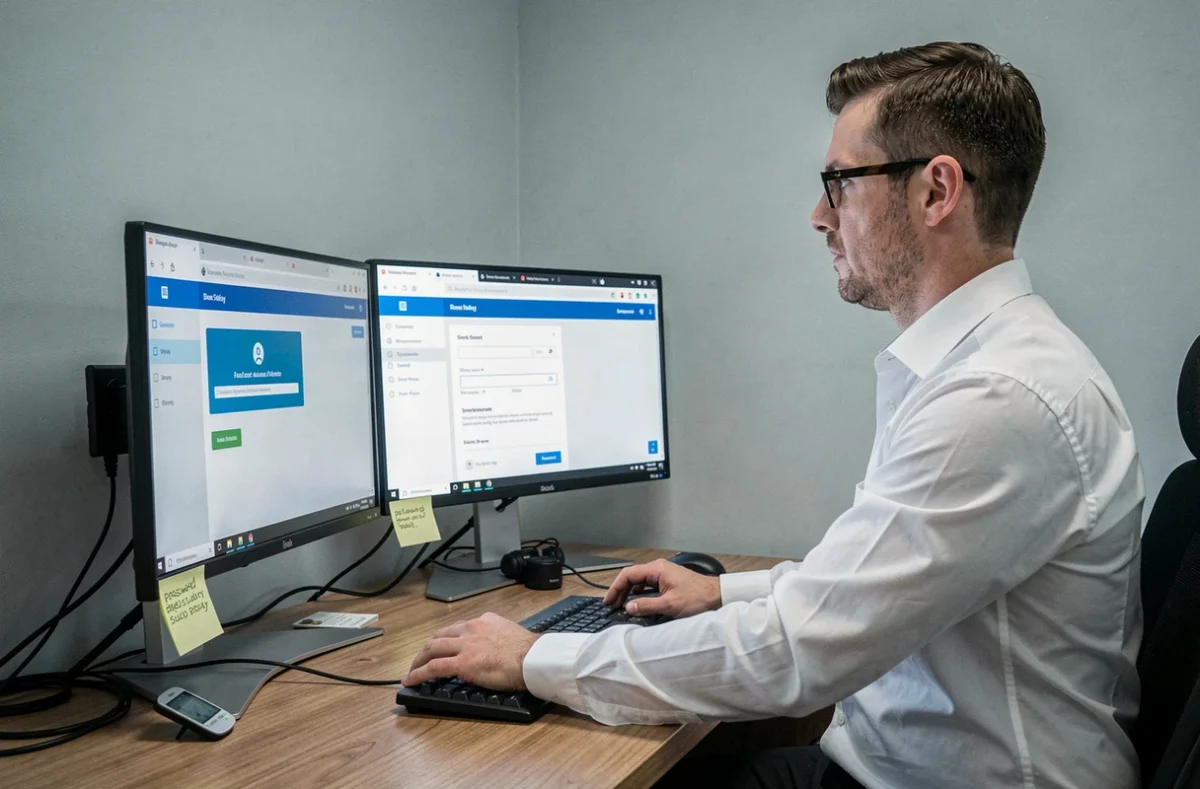 Courtier en assurance saisissant ses identifiants sur un portail sécurisé avec authentification à deux facteurs pour l'extranet AXA