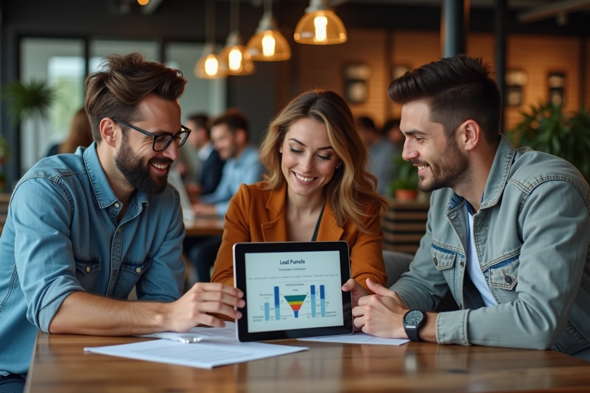 Trois professionnels collaborant autour d