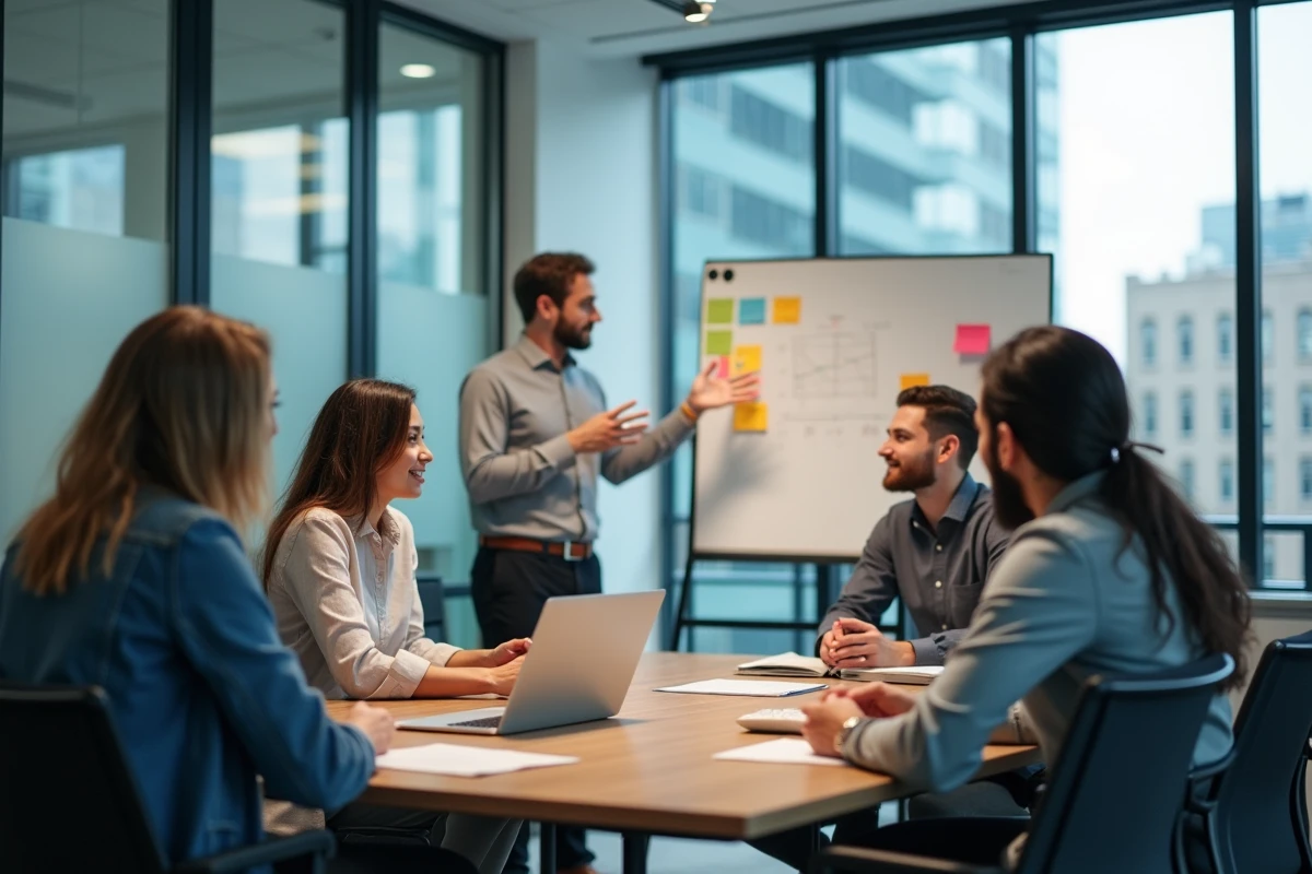Groupe de jeunes professionnels en réunion de travail