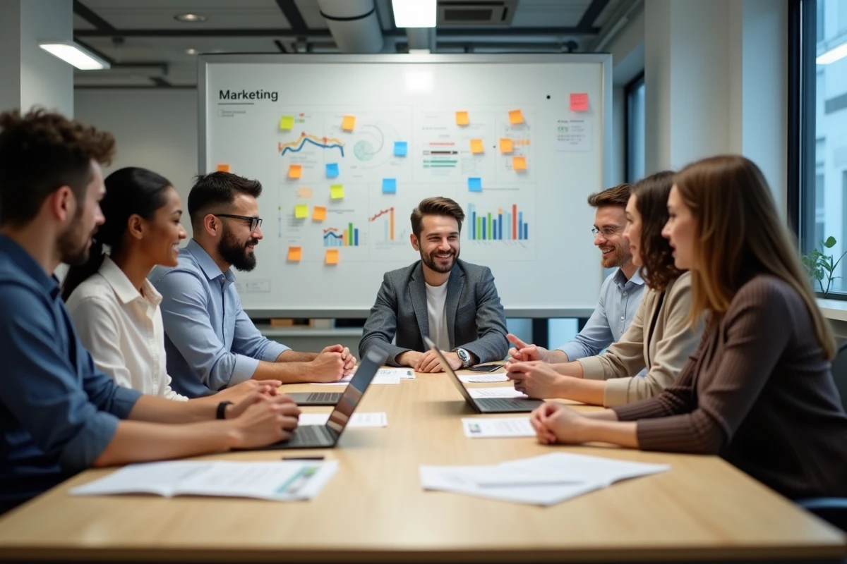 Groupe de professionnels marketing en réunion collaborative